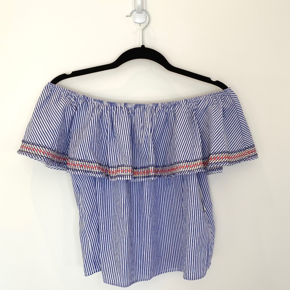 NWT Red Dress Boutique Off the Shoulder Top with Embroidery